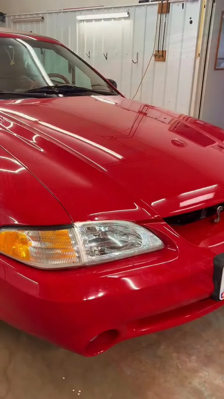 Ceramic coating on a red Ford SVT Cobra